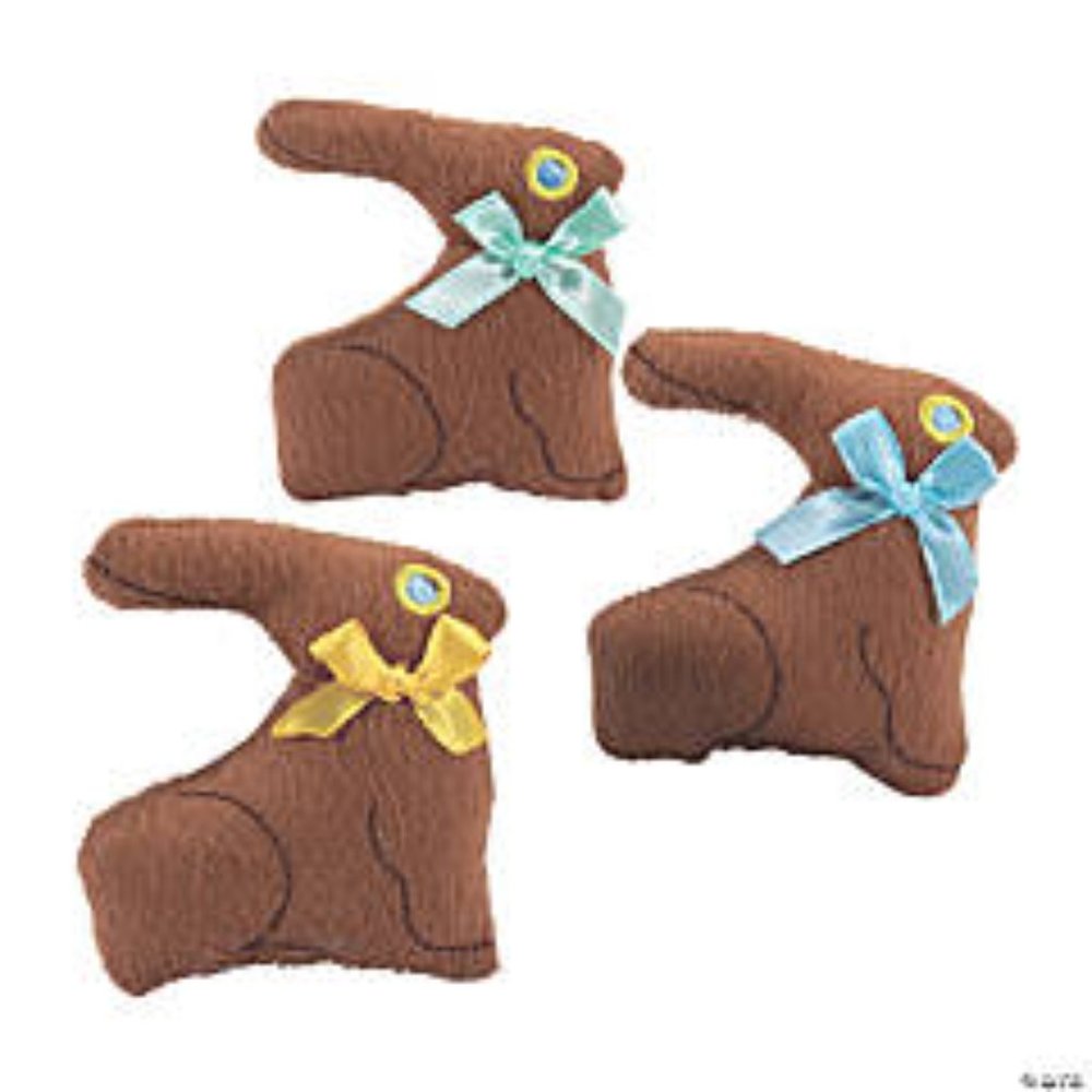 Set of 3 Easter Chocolate Stuffed Bunnies, Soft and Cuddly!